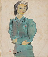 青い服の女