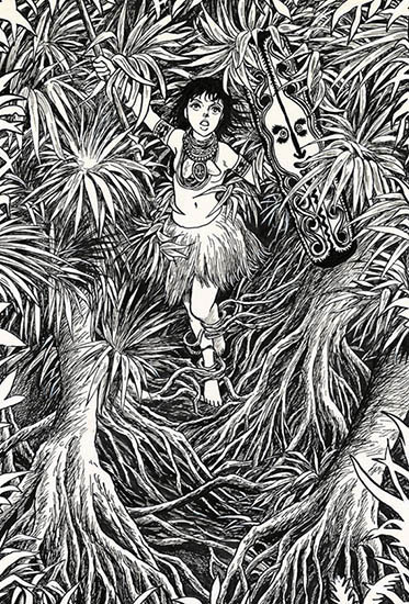諸星大二郎『マッドメン』より「変身の森」扉絵原画
