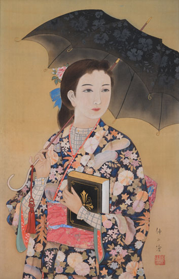 粥川伸二《娘》1928年 / 絹本彩色