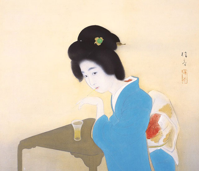 甲斐荘楠音《サイダーを飲む女》1930-1934年 / 絹本彩色