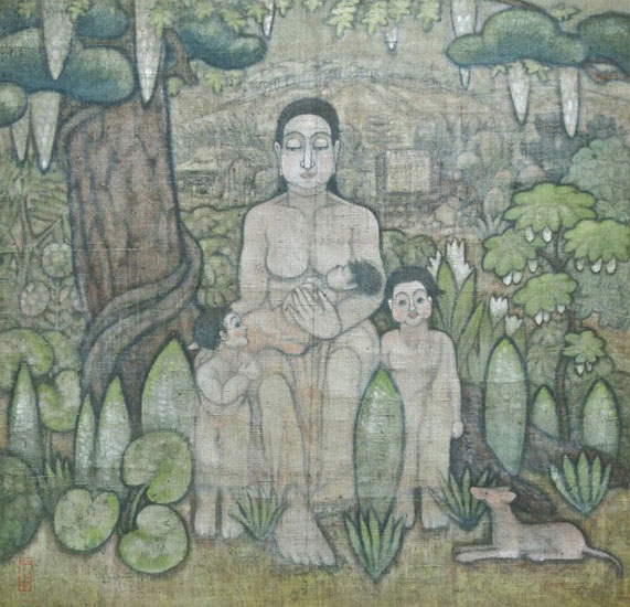 秦テルヲ《慈悲心鳥の唄》1923年頃 / 麻布・彩色
