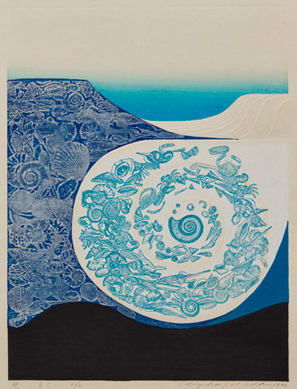 《礁　貝 Ｃ》Shells C　1976年	木版・亜鉛凸版／紙