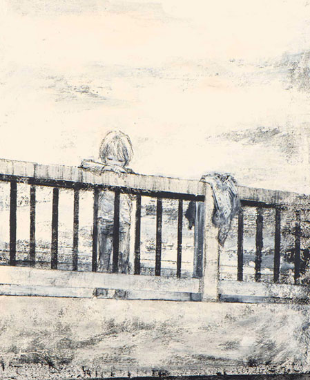 酒井駒子『橋の上で』原画（河出書房新社、2022年）